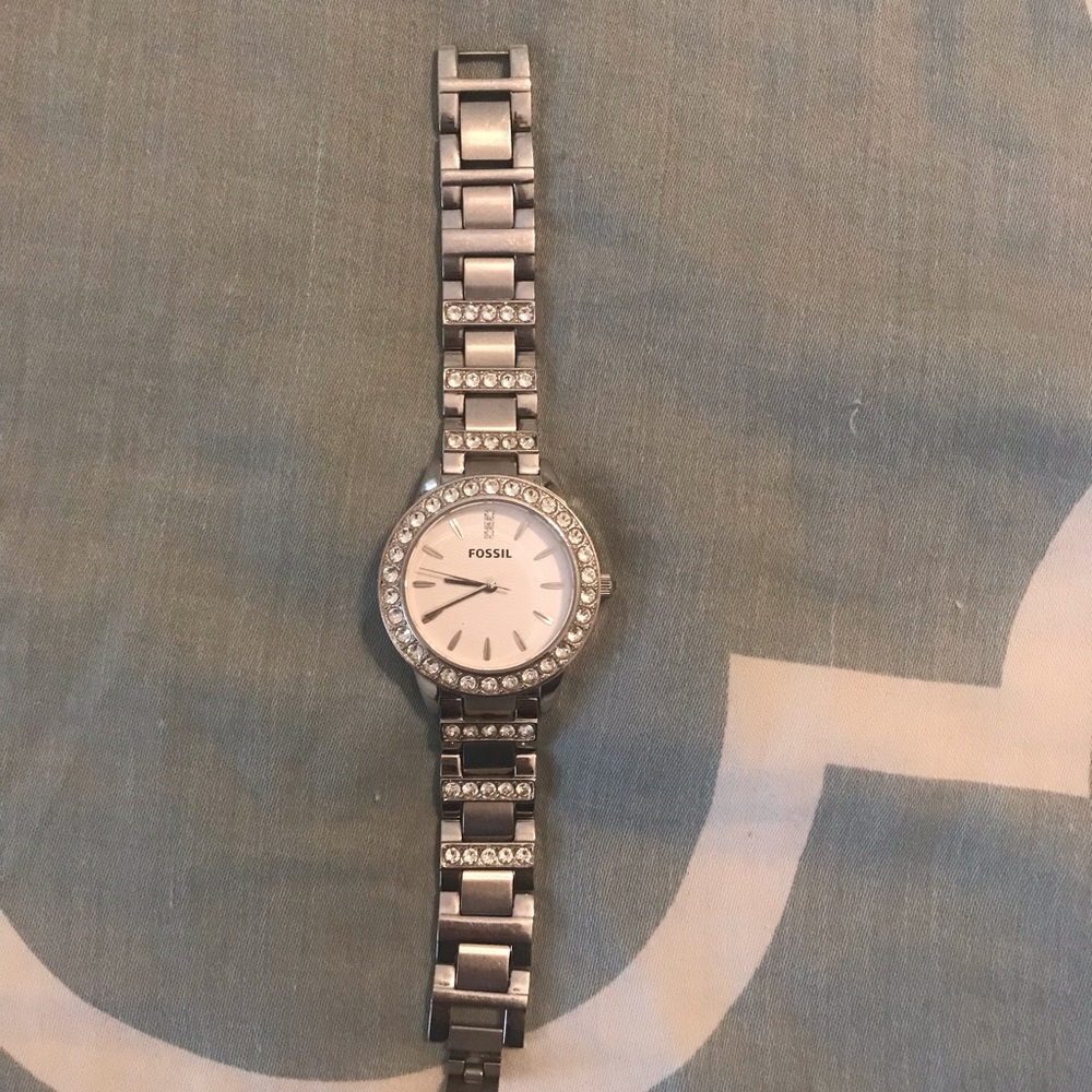 Silver fossil watch